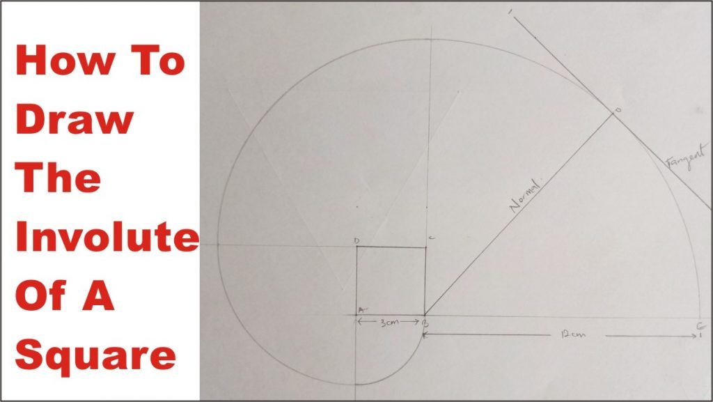 How to draw the involute of a square in technical drawing